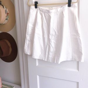 J Crew white pleated high waisted skirt
